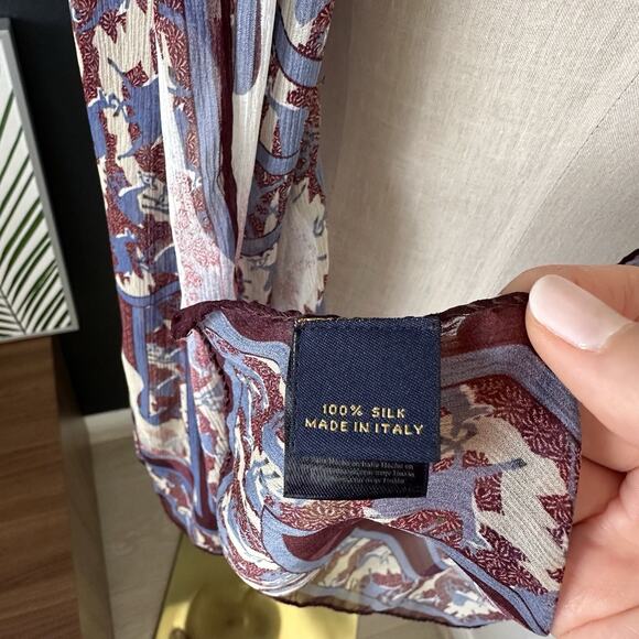 Brooks Brothers Deer Floral 100% Silk Scarf Rectangular Made in Italy Rare - Picture 5 of 12